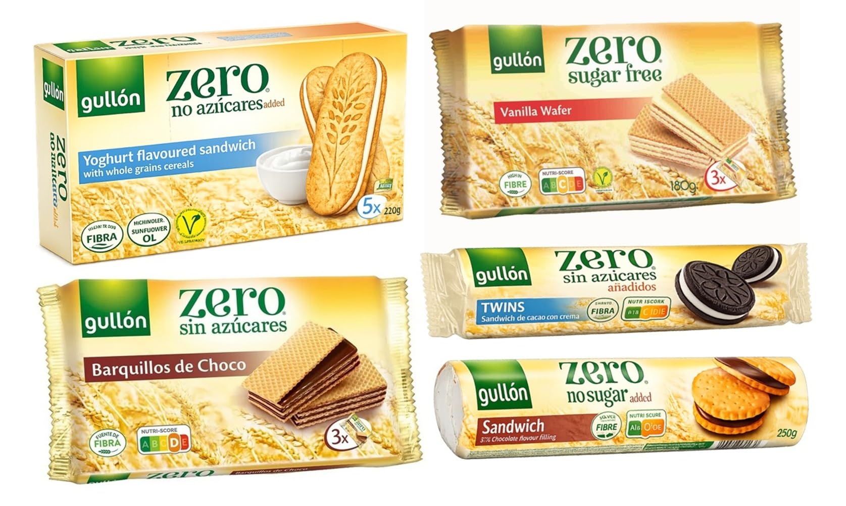 Gullon Biscuits 5 Variety Set, 3 x 977g